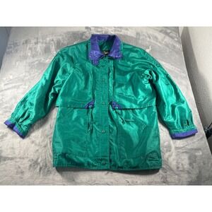 Vintage Mariel Windbreaker Jacket Green Purple Retro 90s Tiered Shell L